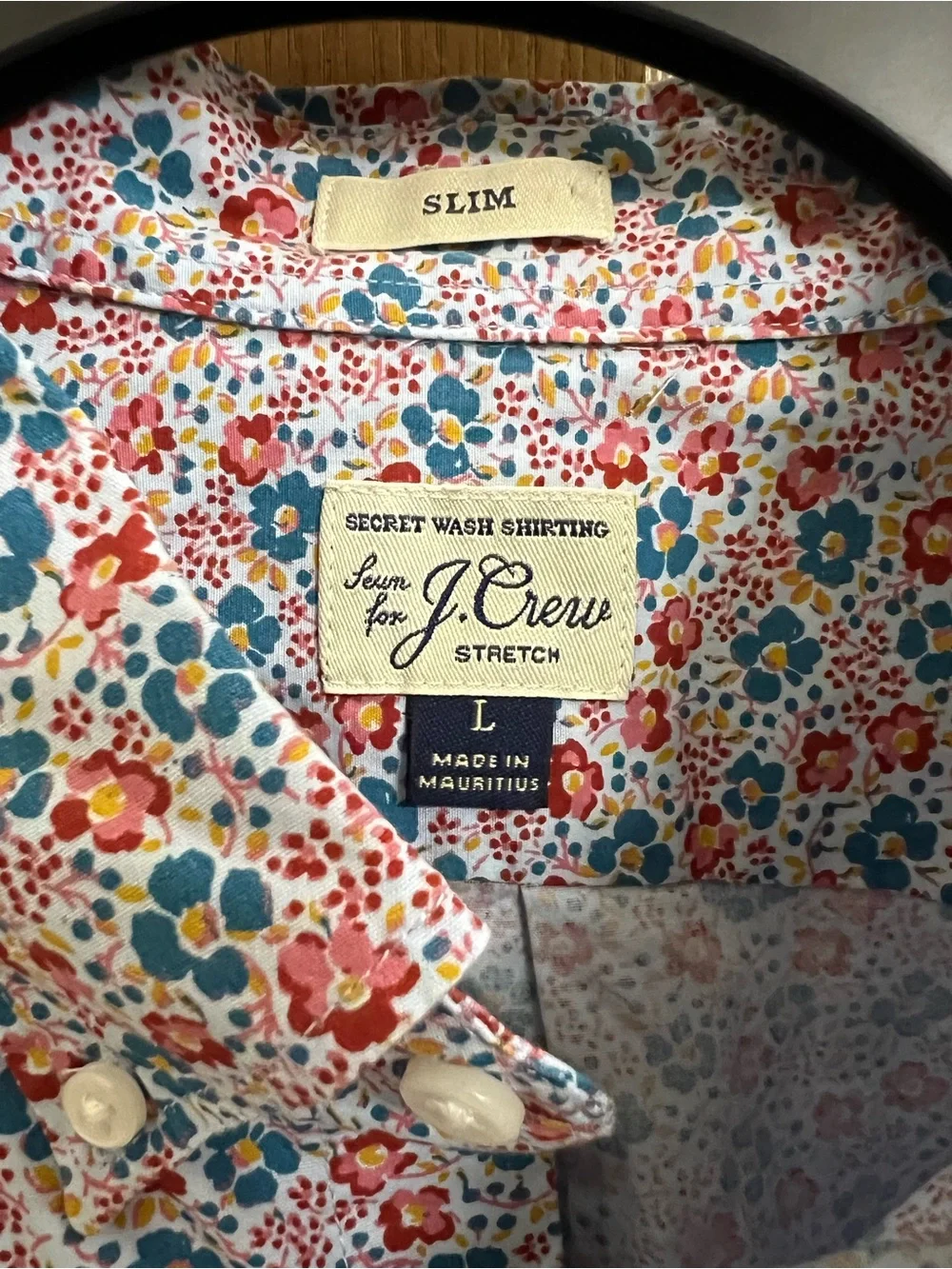 J.Crew Secret Wash Stretch Slim Shirt Ditsy Floral Print Size Large